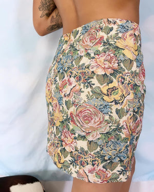 Vintage style floral tapestry skirt